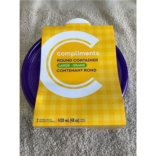 Compliments Large Round Food Storage Containers 2X48oz