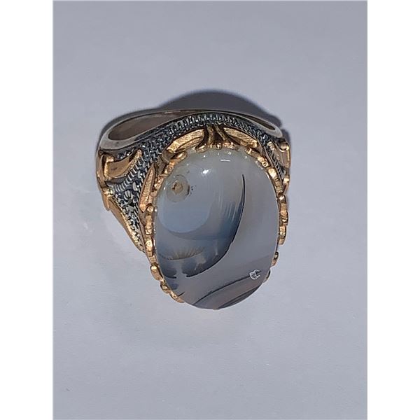 Gents .925 Silver with rare Cabochon 12.85 Carat Gemstone with certificate valued $890.00