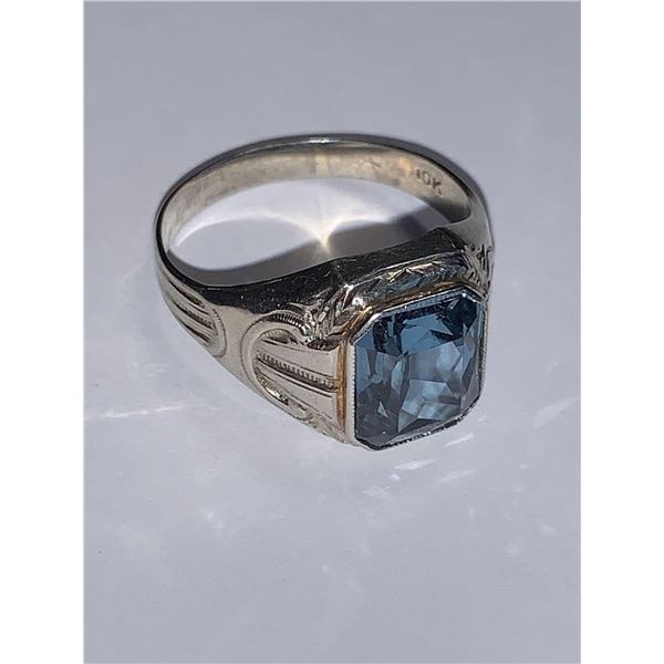 Gents 10K White Gold 5.87 Carat Emerald Cut Natural Spinel Solitaire Ring with Certificate Valued $5