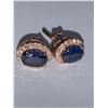 Image 2 : Set of Diamond & Sapphire Solitaire .925 Rose Silver Earrings with Certificate Valued $2,300.00