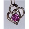 Image 2 : Natural Diamond & Heart Cut Topaz 2.28 Carat .925 and 14K Rose Gold Pendant & Chain set with Certifi