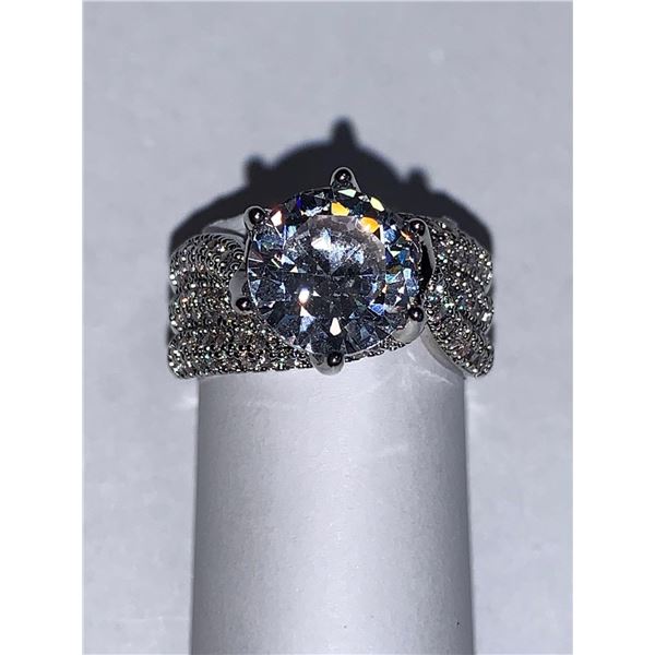 Vera Wang styled Ladies 1.4 Carat Solitaire encrusted Shank Style Engagement ring size 7