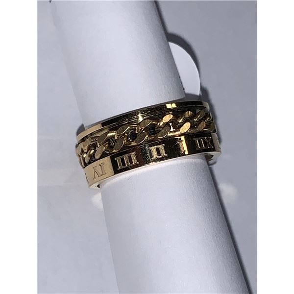 NEW size 7 14K GP Chain Link Roman Spinner Ring