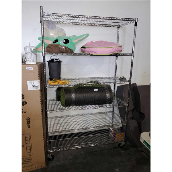 6 Tier Industrial Grade Metal Shelving Unit - 1 Wheel has come off but is there for repair