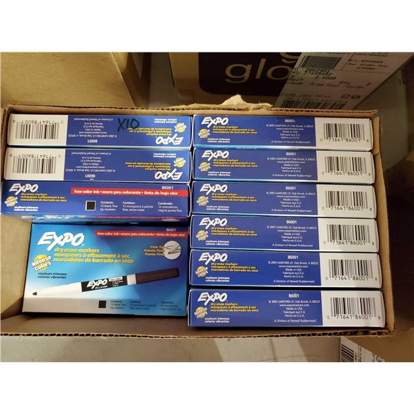 Expo Fine Tip Black Dry Erase Markers - 10 boxes of 12 Markers