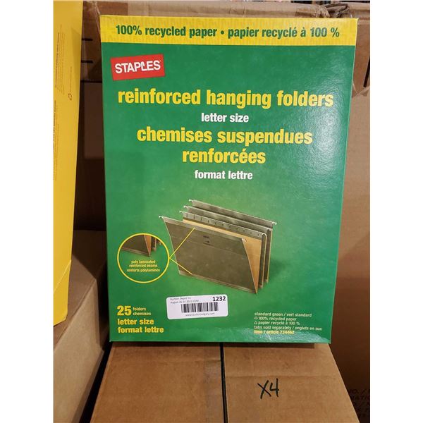 Staples reinforced Hanging Folders Letter Size - 4 Boxes, 25 per box