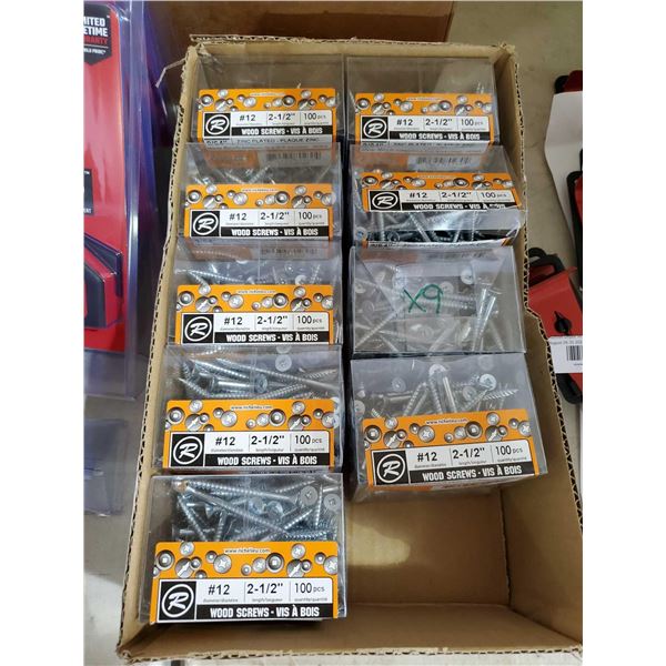 New  #12 2-1/2" Wood Screws 9 boxes,100pc per box