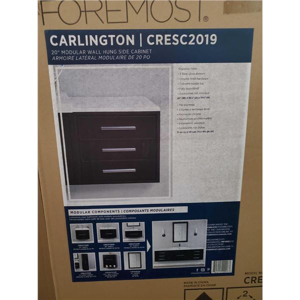 NEW Carlington 20" Wall Hung Side 3 drawer Cabinet esspresso