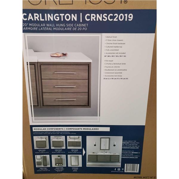 NEW Carlington 20" Modular Wall Hung 3 drawer Side Cabinet- Walnut