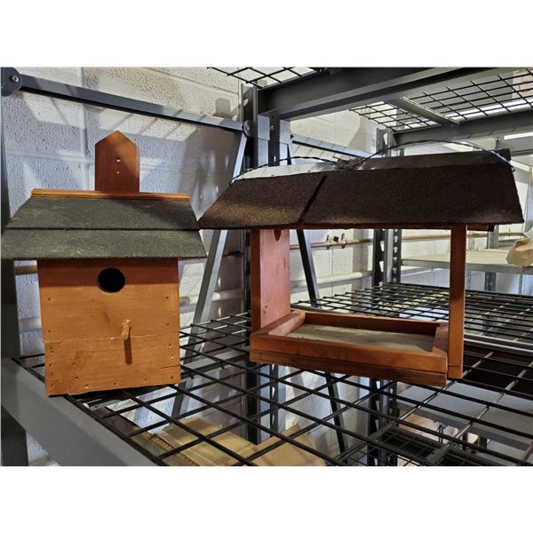 Lot of 2 handmade bird feeders & house