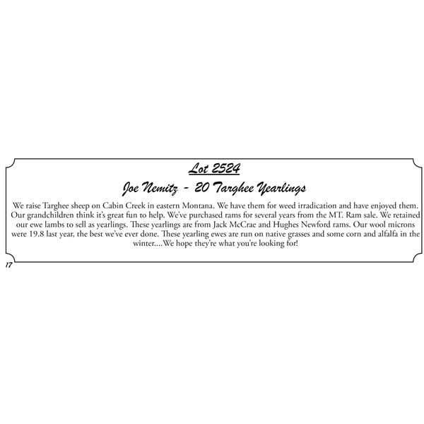 20 Yearlings - Joe Nemitz