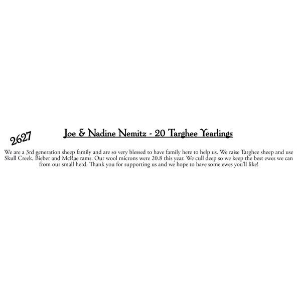 Joe & Nadine Nemitz  - 20 HD Targhee Yearlings