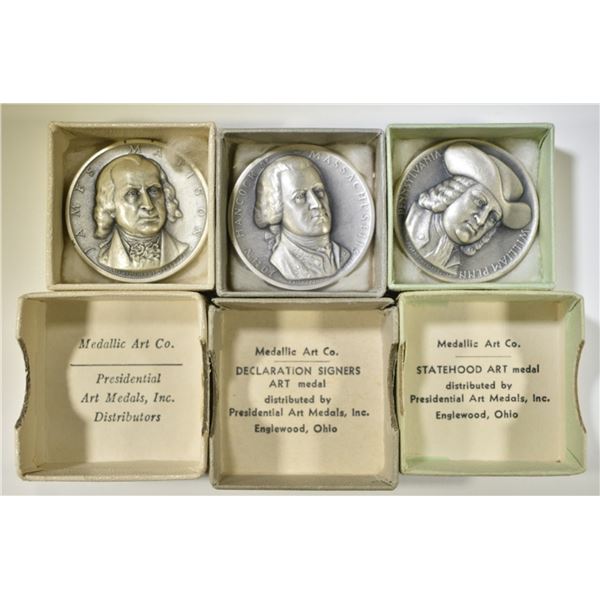 (3) SILVER ART MEDALS MEDALLIC ART CO