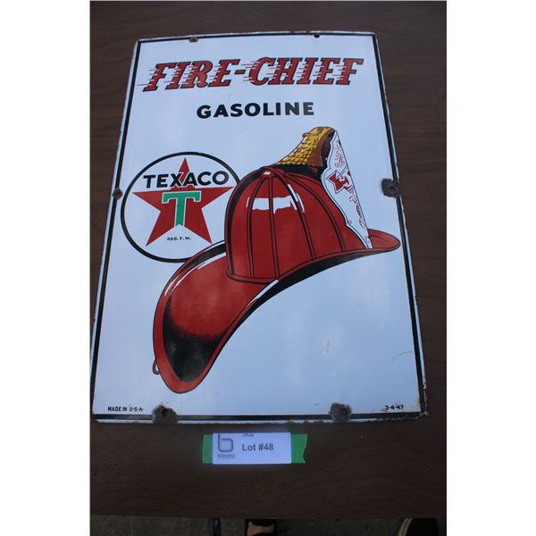 Texaco Gasoline Fire Chief metal sign