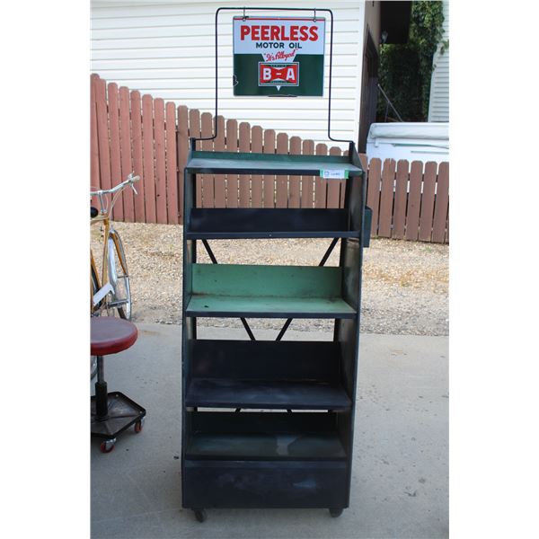 B/A Peerless motor oil display shelving