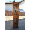 Image 1 : Wood display cabinet with glass shelves and light - working (shelves not pictured but included with 