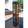Image 2 : Wood display cabinet with glass shelves and light - working (shelves not pictured but included with 