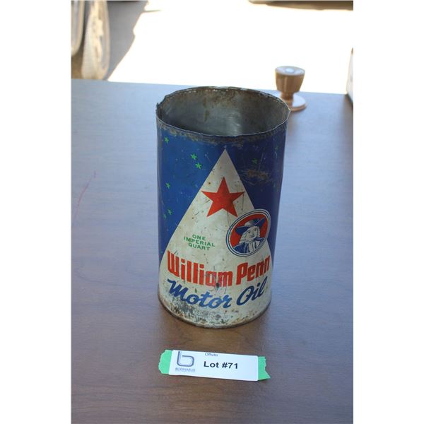 William Penn motor oil can
