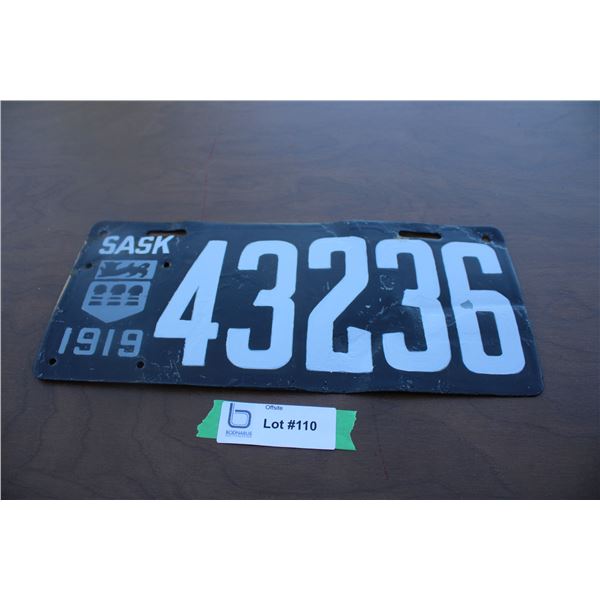 1919 Sask License Plate (repaint)