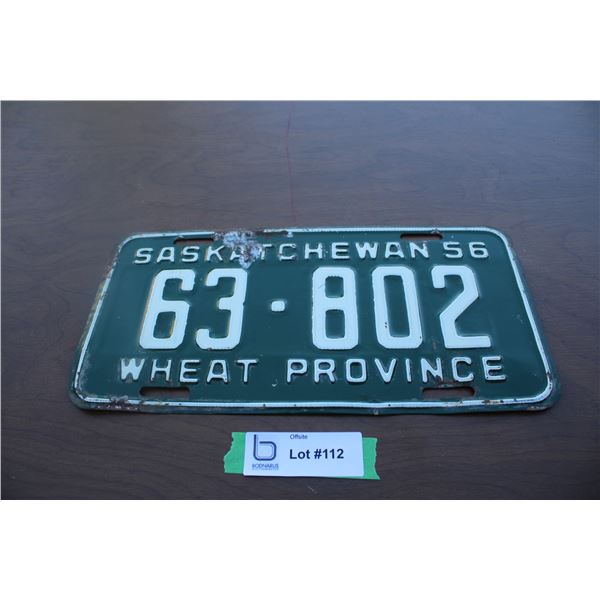 1956 Sask License Plate