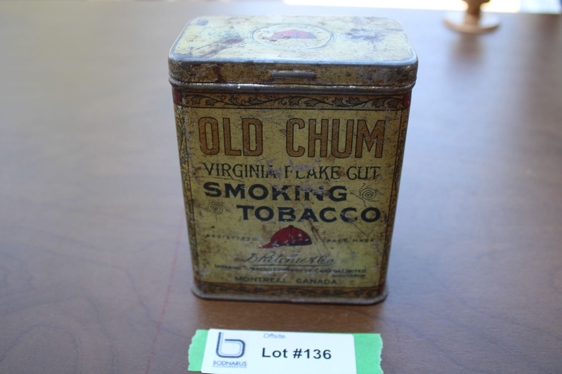 Old Chum Tobacco Can - Bodnarus Auctioneering