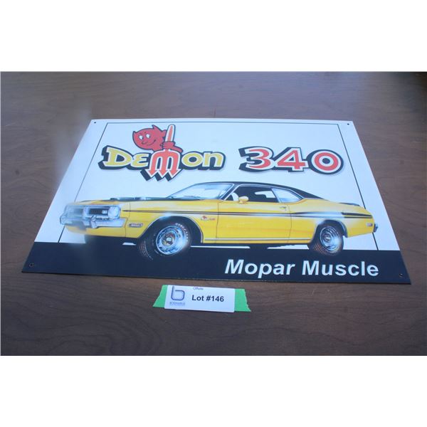 Demon 340 Metal Sign - repro
