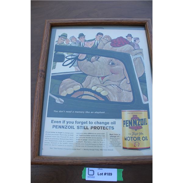 Pennzoil Oil - Framed Advertising
