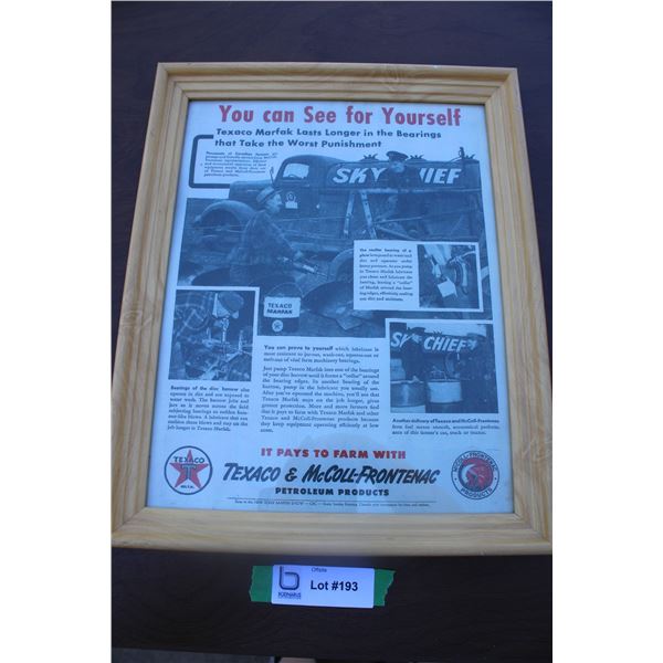 Texaco Oil - Framed Advertising