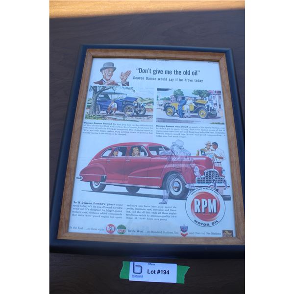 RPM Motor Oil - Framed Advertising