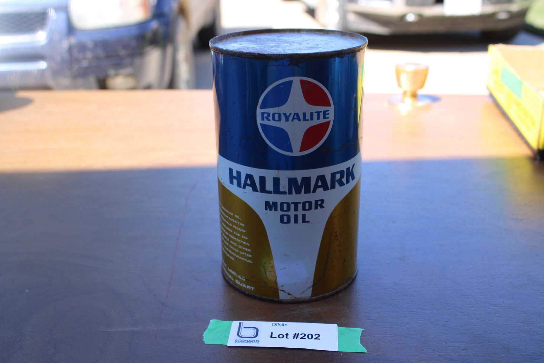 Royalite Racing Oil Royalite Hallmark Motor Oil Can -1 qt - Bodnarus Auctioneering