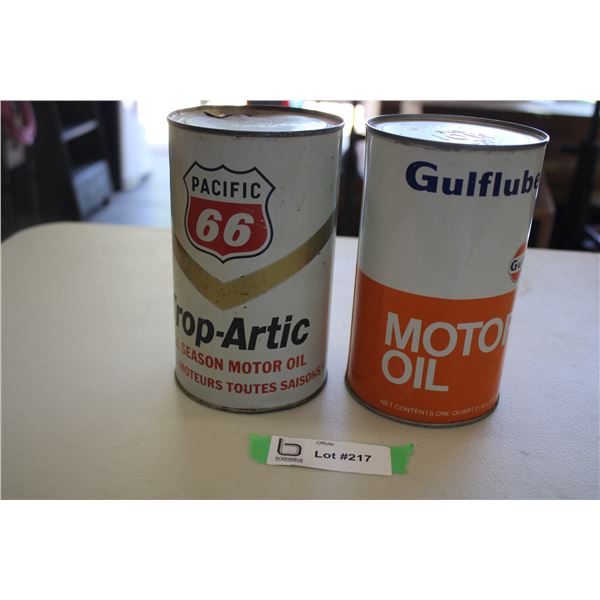 (2) 1 qt Oil Cans - Gulf + Pacific 66