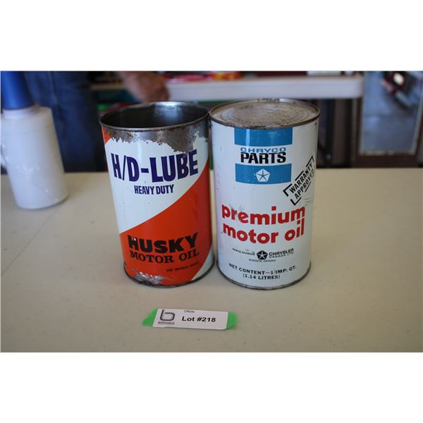 (2) 1 qt Oil Cans - Husky + Chryco