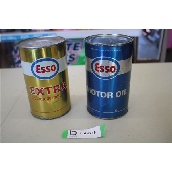 (2) 1 qt Oil Cans -Esso + Esso Extra