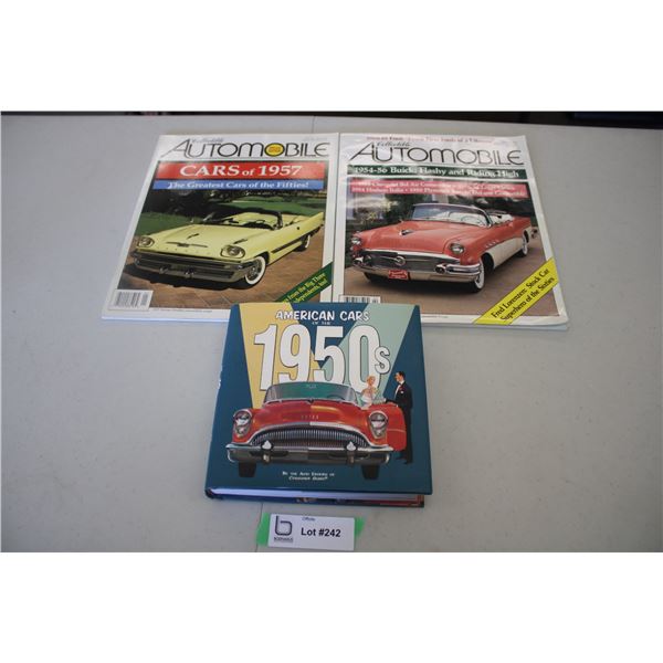 American Cars of the 1950's book + (2) Automobile magazines