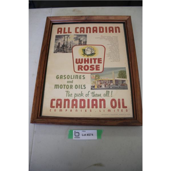 White Rose Canadian Oil - framed advertising