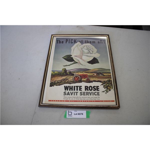 White Rose Tractor - framed advertising