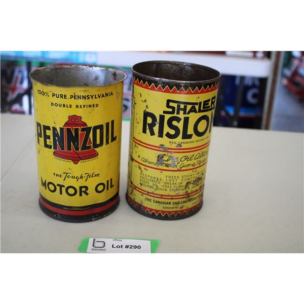 (2) Pennzoil + Shaler Motor Oil Can - 1 qt