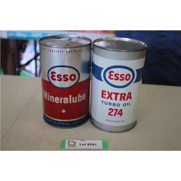 (2) Esso + Extra Motor Oil Can - 1 qt