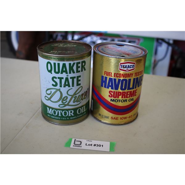 (2) Quaker State + Texaco Supreme Motor Oil Can - 1 qt