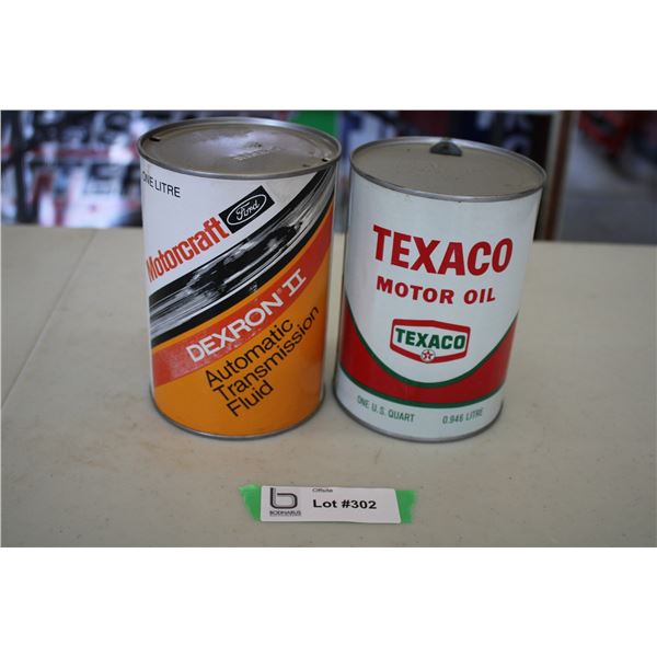 (2) Ford Dexrox ATF + Texaco Motor Oil Can - 1 qt