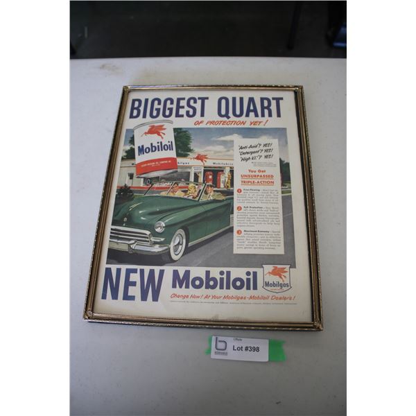 Mobiloil Biggest Quart - Framed Advertisement