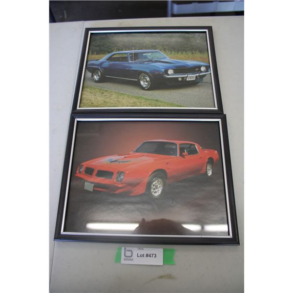 (2) Framed Pictures - 74 Trans AM, 69 Camaro