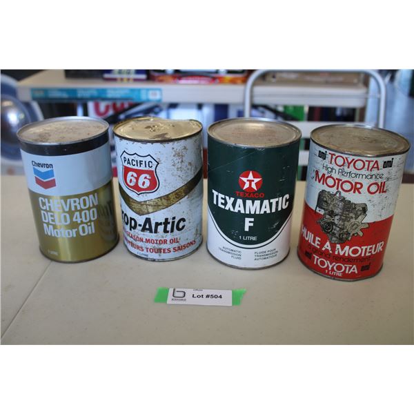 (4) Oil Cans - Chevron, Pacific 66, Texamatic, Toyota