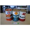 Image 1 : (3) FULL oil cans - Gulf, Shellzone, Mobiloil