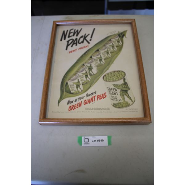 Framed Advertisement - Green Giant Peas