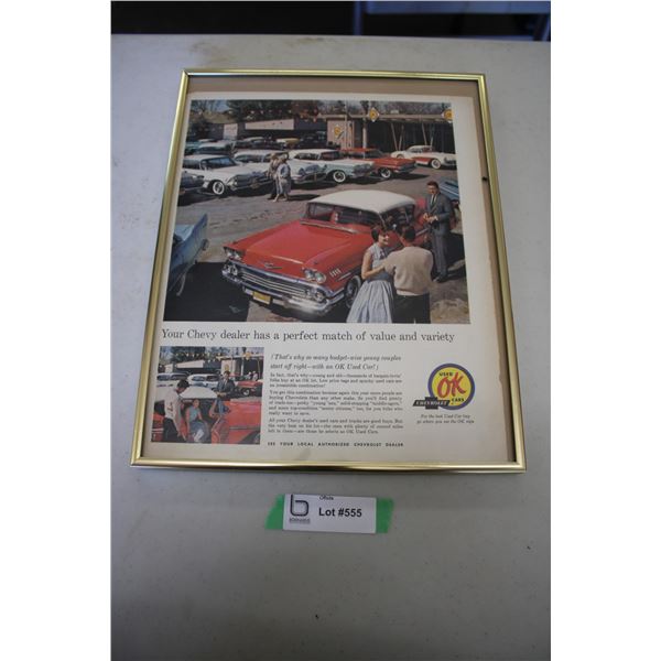 Framed Advertisement - Chevy Dealer OK