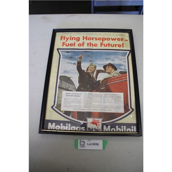 Framed Advertisement - Mobilgas Flying Horsepower