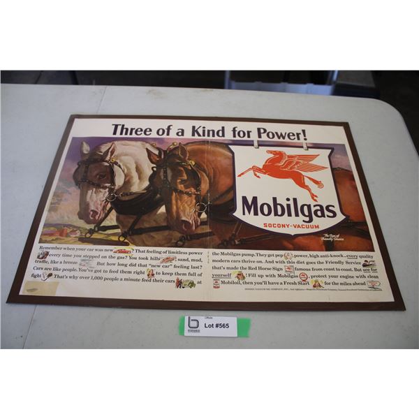 Mobilgas Advertisement (on cardboard) - Three of a Kind for power