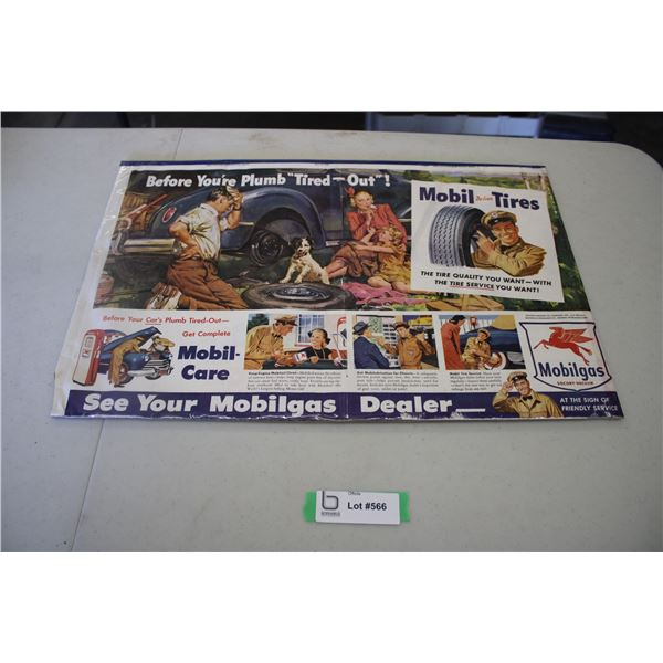 Mobilgas Advertisement (on cardboard) - Mobil Tires