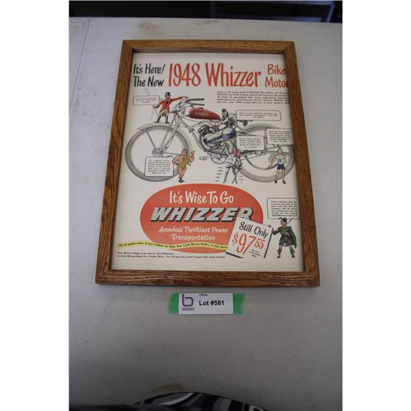 Framed Advertisement - 1948 Whizzer Bike Motor